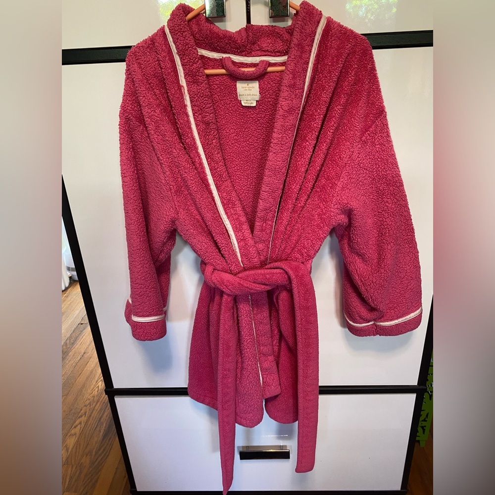 kate spade Pink Plush Robe with Gold Logo Tag